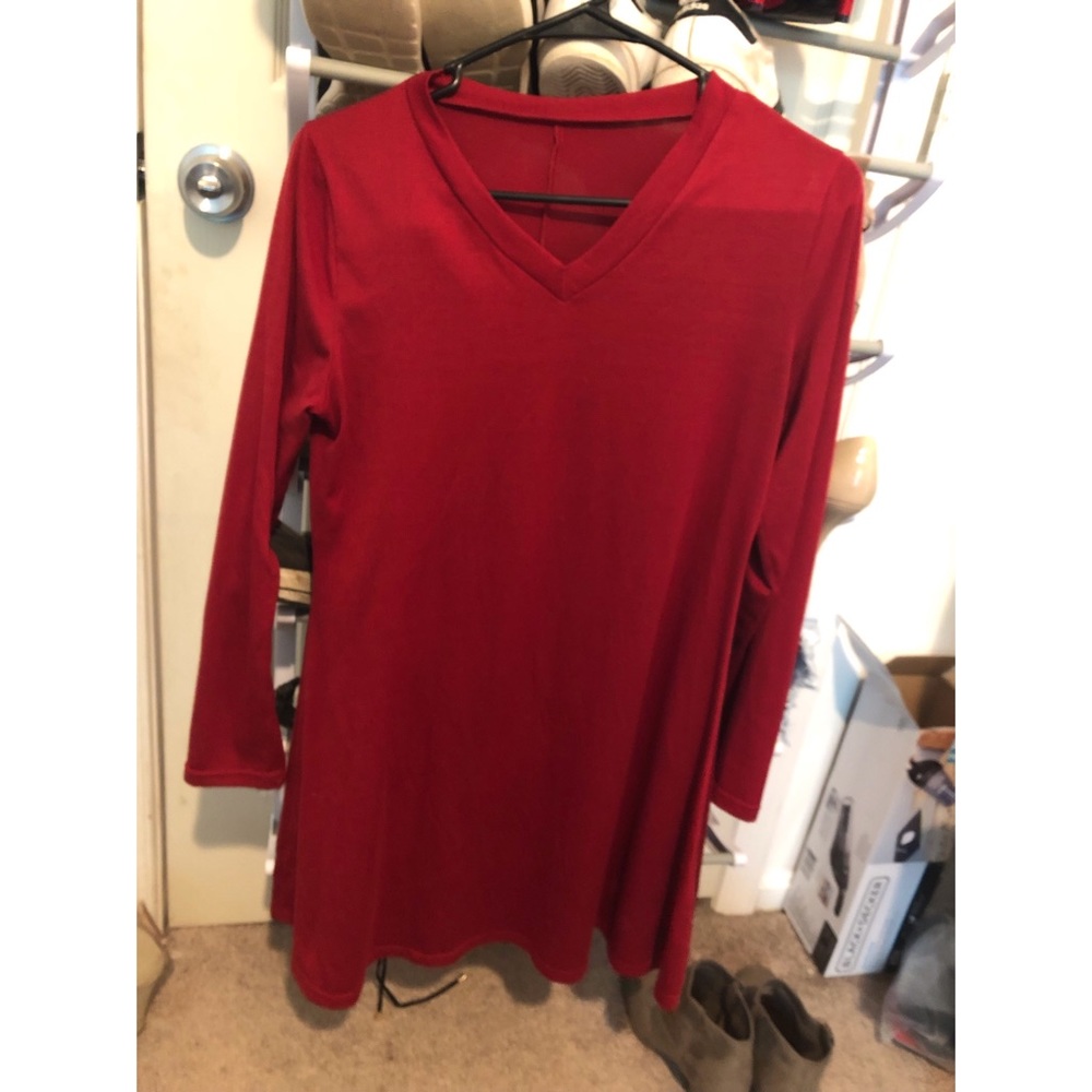 Maroon T-shirt dress